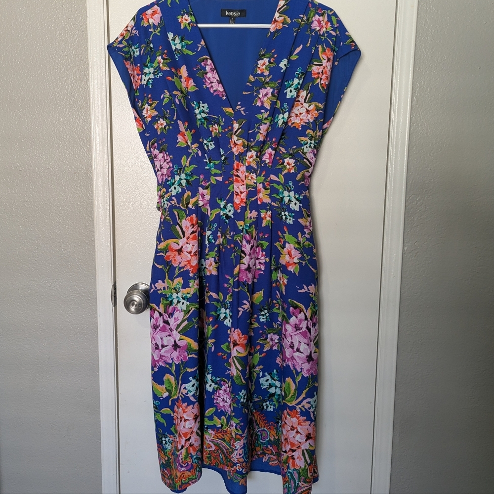 Kensie Floral Blue Dress NWOT